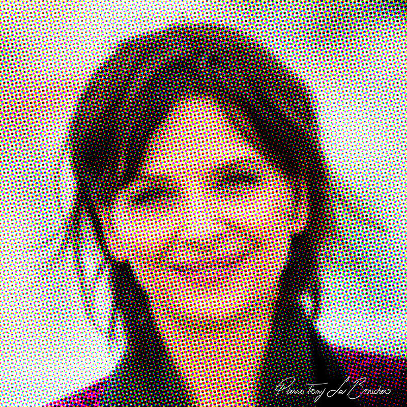 Portrait de Juliette Binoche traité par dilution optique.