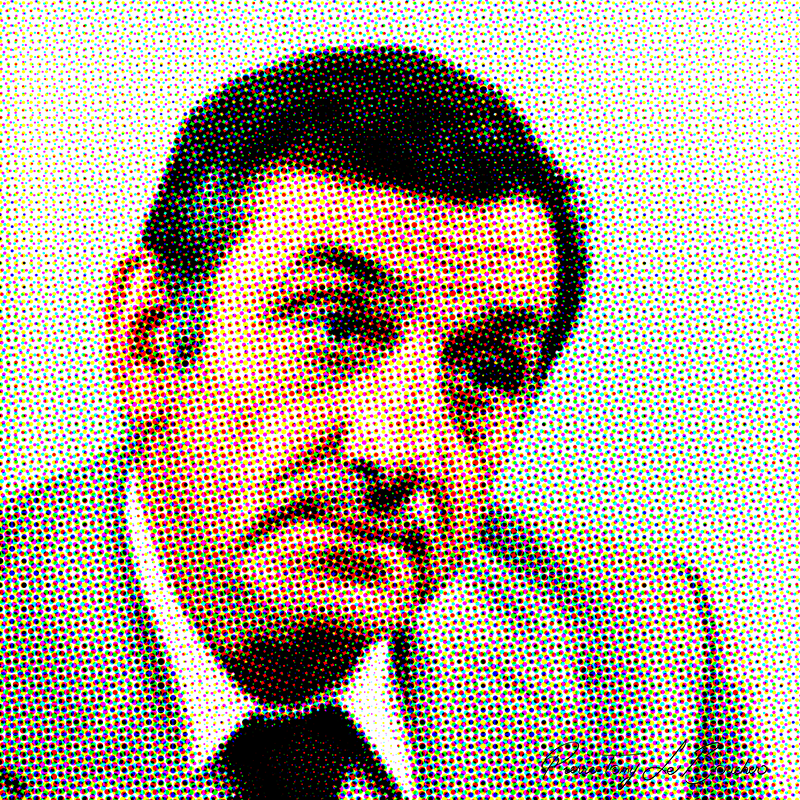 Portrait intitulé Lino Ventura traité par dilution optique.
