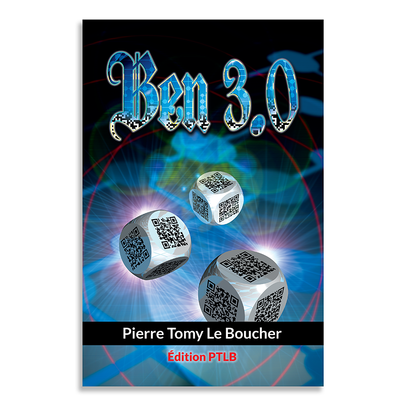 Couverture du livre Ben 3.0 – Code à réponse rapide de Pierre Tomy Le Boucher, avec un QR code central et le texte Art 3.0, nouvelle ère artistique.