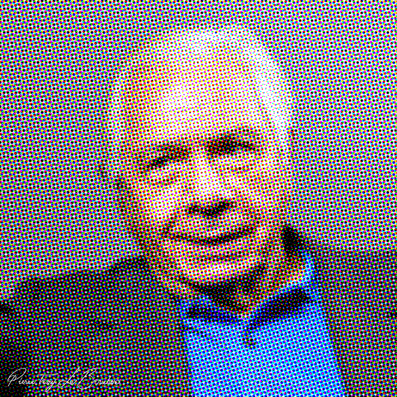 Portrait intitulé Michel Galabru traité par dilution optique.