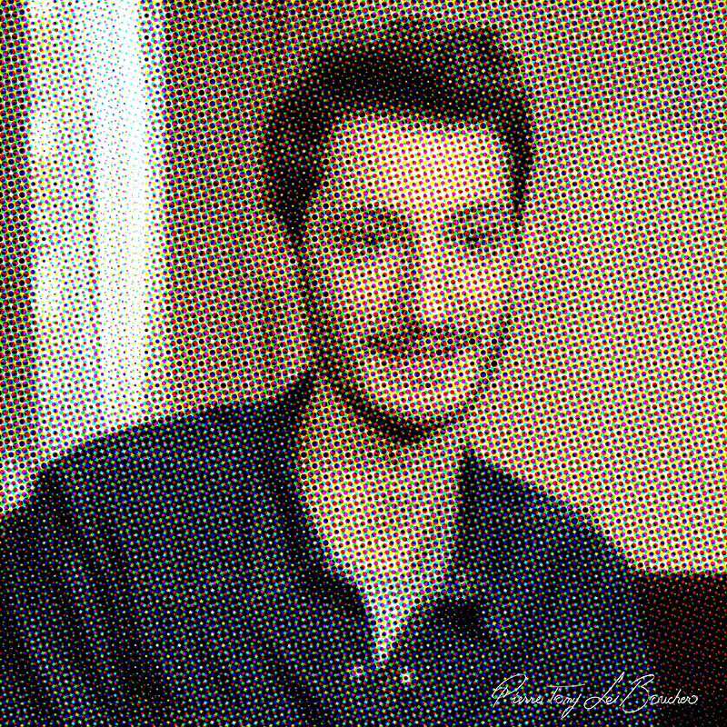 Portrait intitulé Pierre Niney traité par dilution optique.
