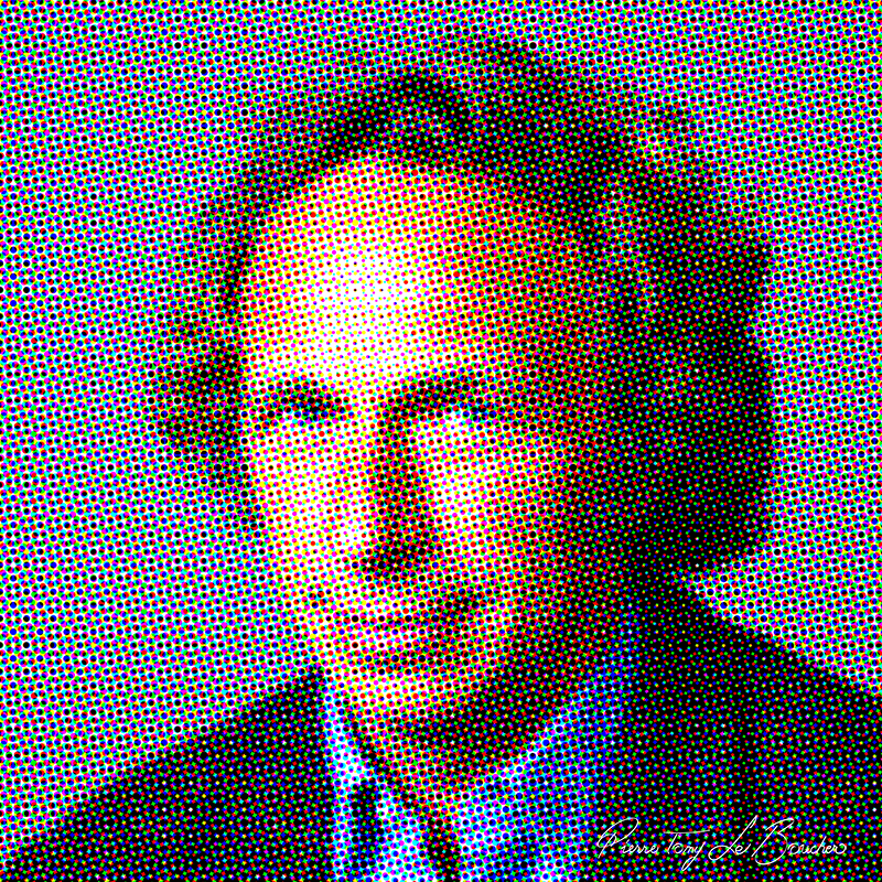 Portrait intitulé Pierre Richard traité par dilution optique.
