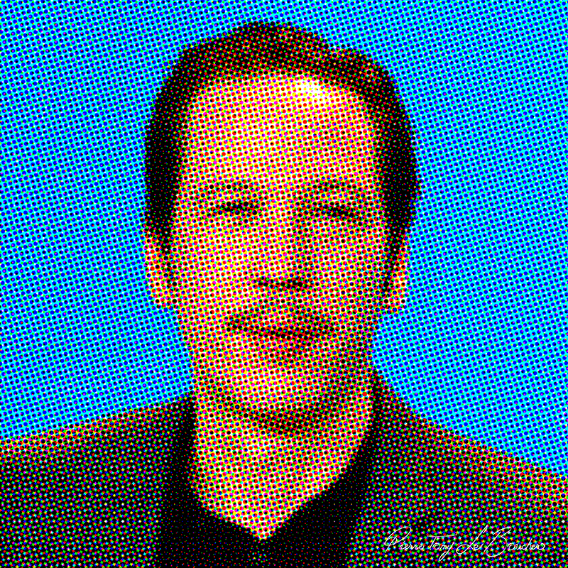 Portrait intitulé Reda Kateb traité par dilution optique.