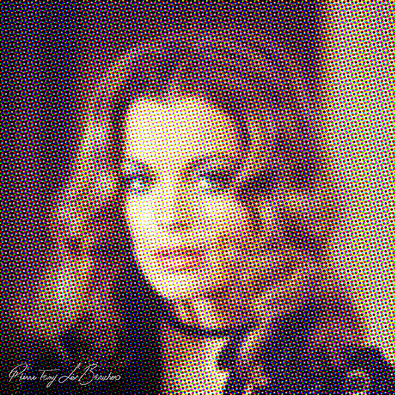 Portrait intitulé Romy Schneider traité par dilution optique.
