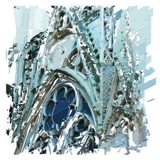 Peinture numérique sur toile de Oculus de l'église de Louviers de l'exposition Comma