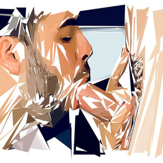 Peinture numérique sur toile de « Gay-beard » à la manière de l'éloge de l'approximation