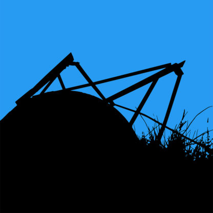 Forme et fond - Toile numérique en noir et bleu d'un silo à terre