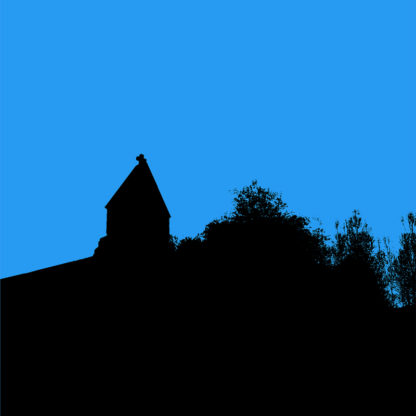 Forme et fond - Photos en noir et bleu de l'Église de Vendeuvres du Poitou en contre-jour