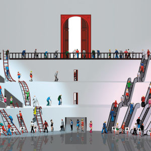 Ascension sociale pour l'INSEE - Illustration 3D réalisée dans le cadre d'une communication marketing