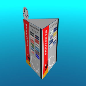 Totem triangulaire publicitaire des sponsors de la coupe du monde de football 1998 - Illustration 3D réalisée dans le cadre d'une communication marketing