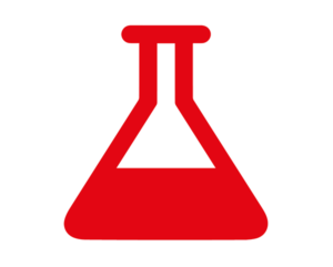 Pictogrammes d'une fiole de chimiste illustrant le thème de la page marketing
