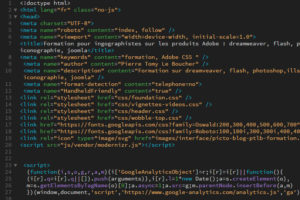 formation adobe Dreamweaver - code HTML et JavaScript