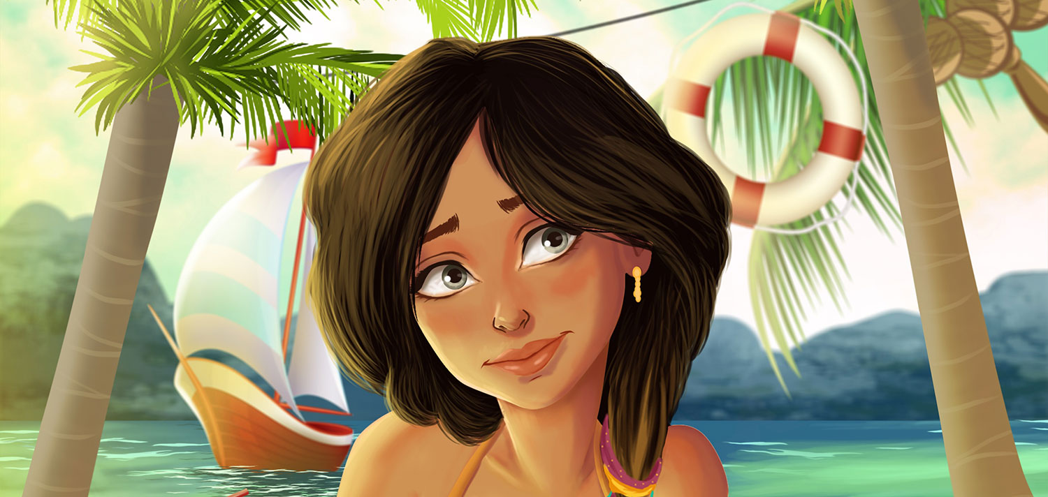 Header formation adobe illustrator représentant une jeune fille sur une plage