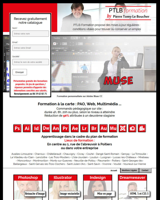 Site Internet PTLB formation centre de formation en infographie à Poitiers