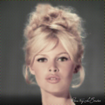 Tableau en peinture numérique de 1 mètre sur 1 mètre représentant le portrait de B. B., une star du cinéma français reconnue pour ses qualités d’interprète.