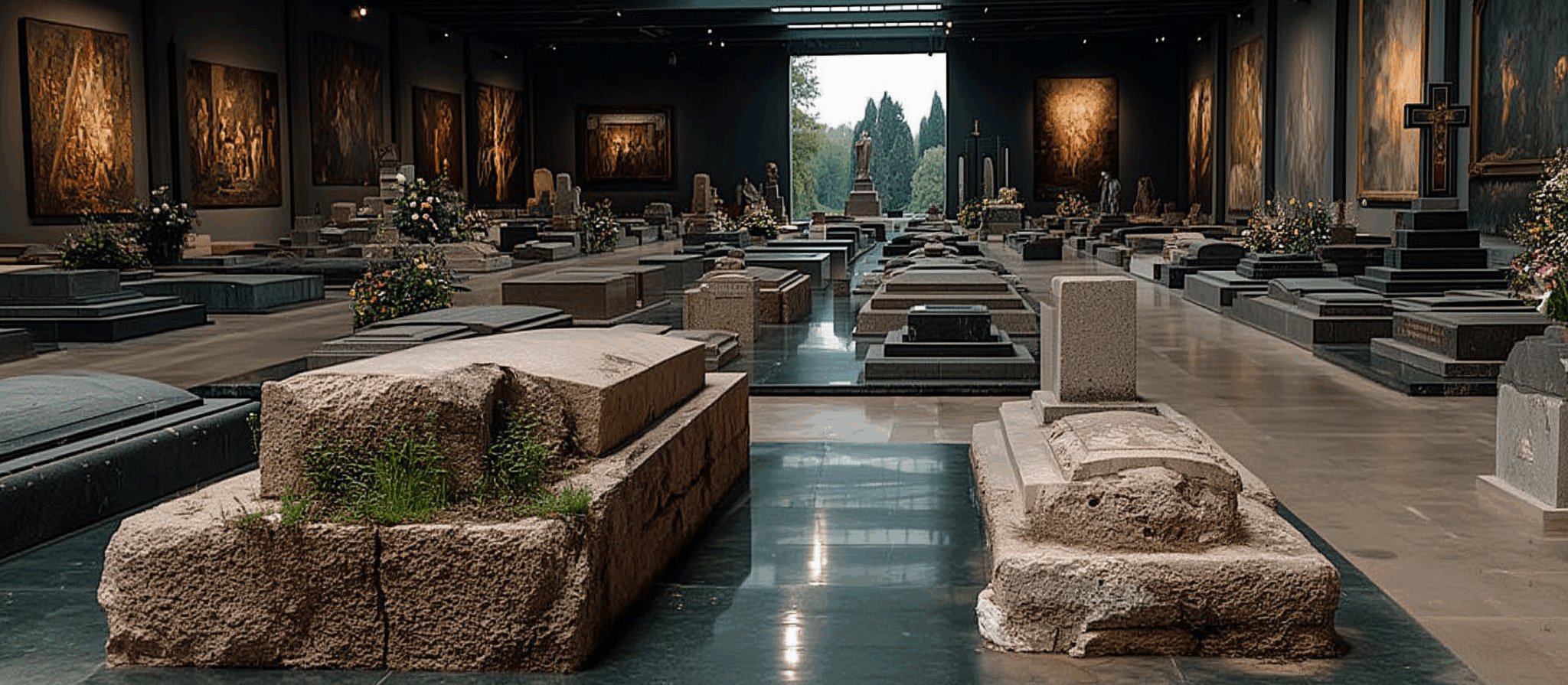 Un cimetière à l'intérieur d'un musée