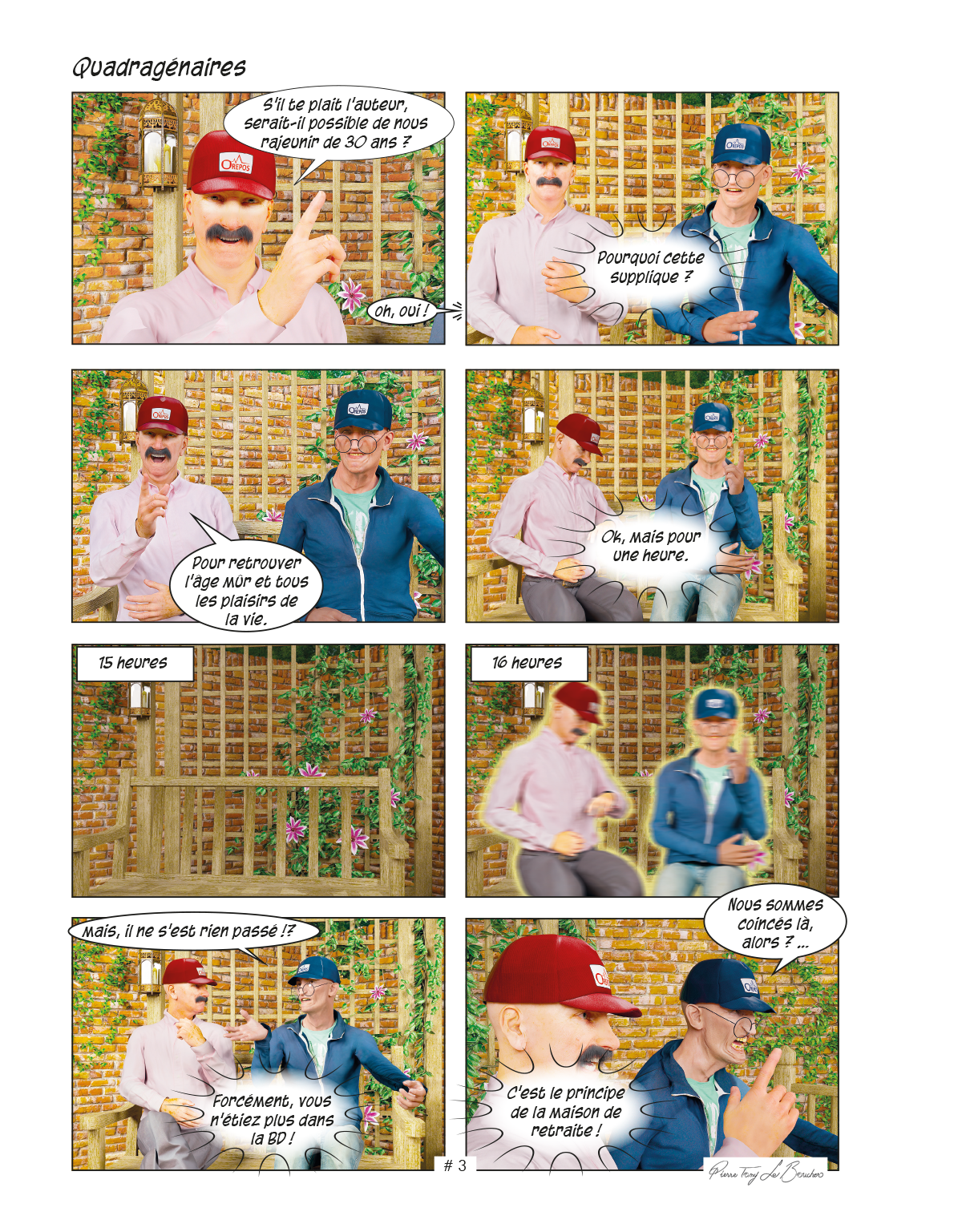 Pierre et Tom, extrait 06 d'une bande dessinée de Pierre Tomy Le Boucher qui se passe dans une maison de retraite.